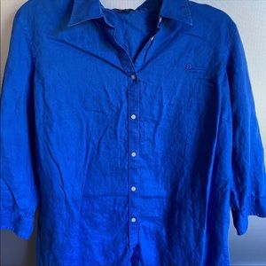 ✅Chaps - Bright Blue Linen Buttondown - XL